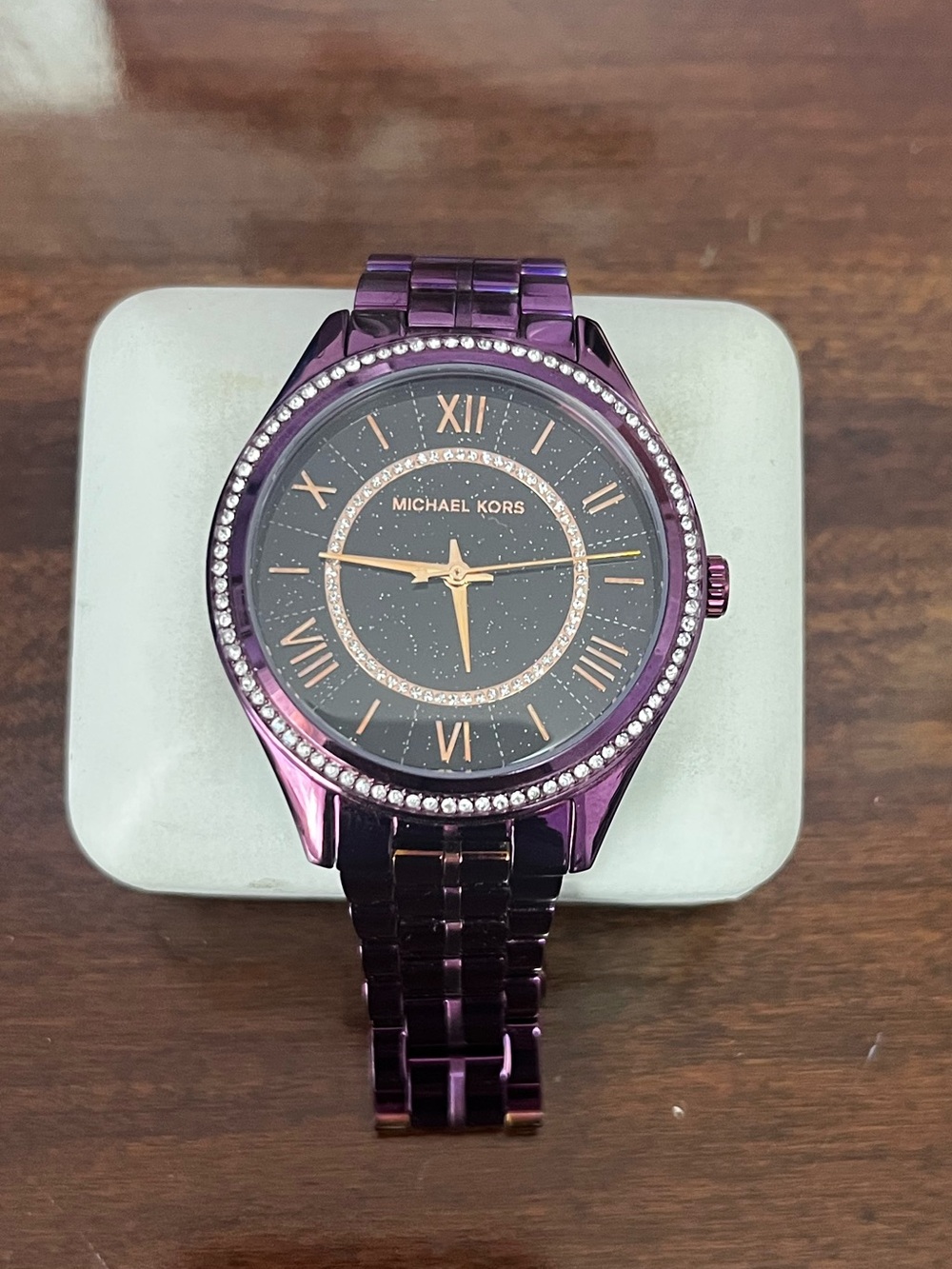 Michael Kors Purple Crystal-Trim Women's Bracelet Watch